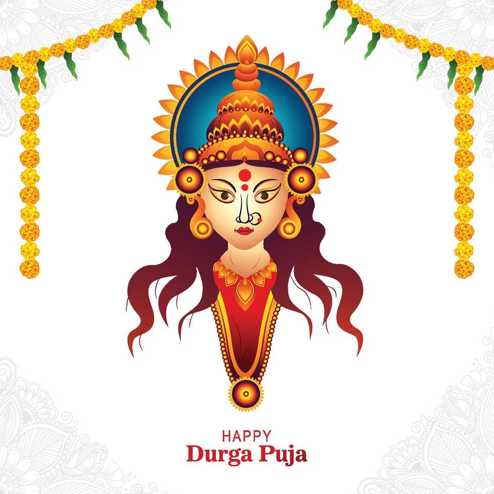 Hindu festival shubh navratri or durga puja celebration card background vector