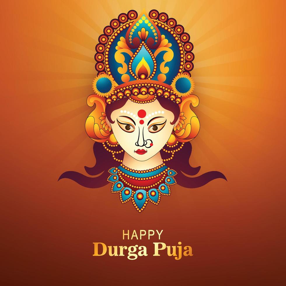 Hindu festival happy durga puja traditional holiday card background vector