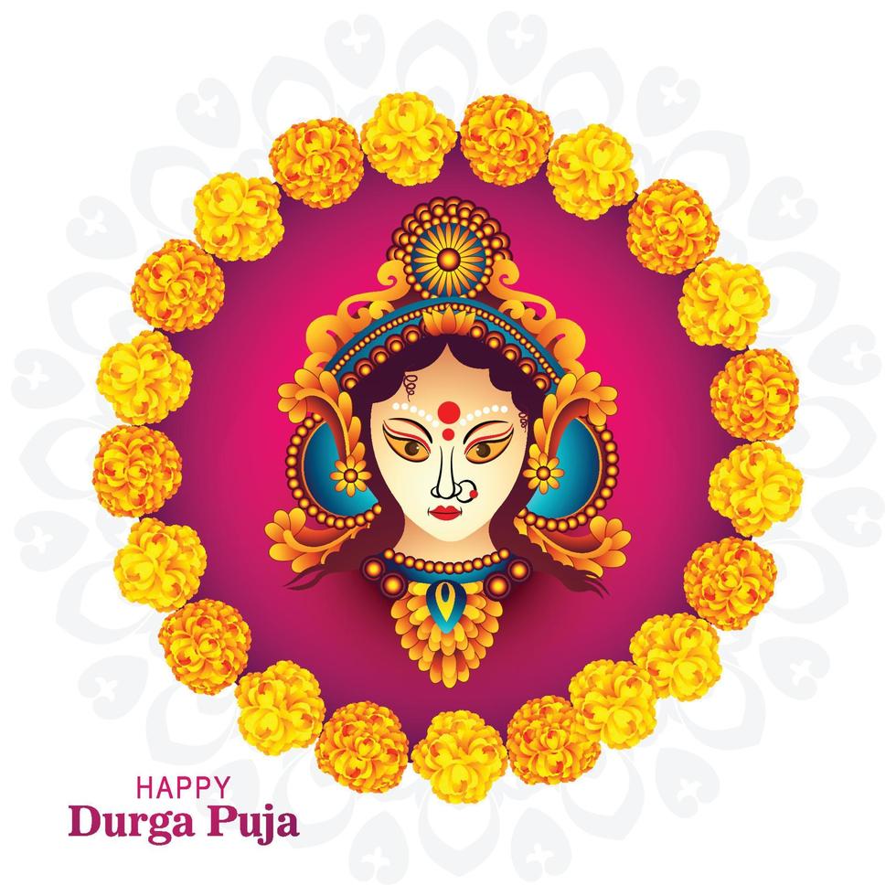 Beautiful decorative happy durga puja indian festival card background vector