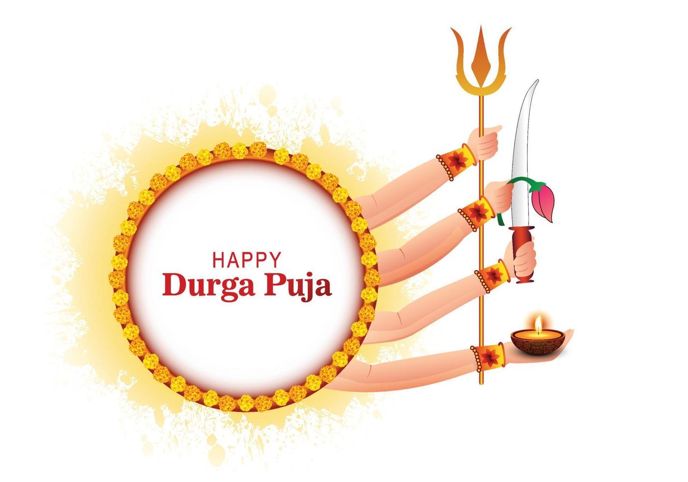 Happy durga puja religious indian festival traditional card background vector