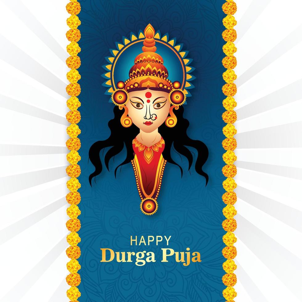 indio religioso feliz durga puja festival tarjeta de felicitación vacaciones fondo vector