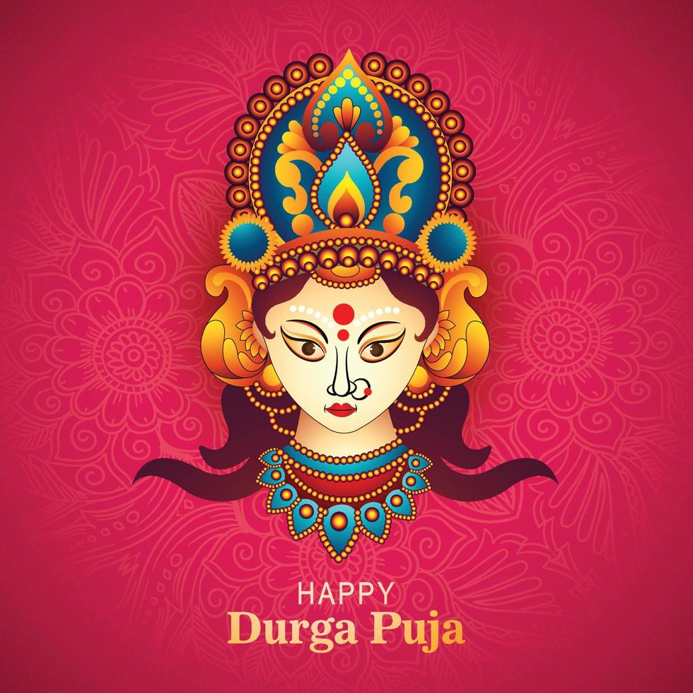 Durga pooja festival wishes card holiday illustration background vector