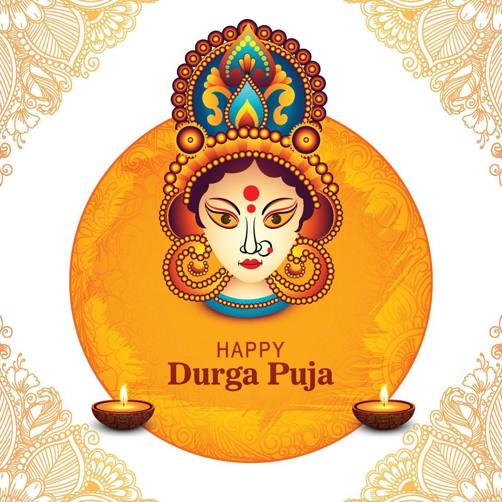 indio religioso feliz durga puja festival tarjeta de felicitación vacaciones fondo vector