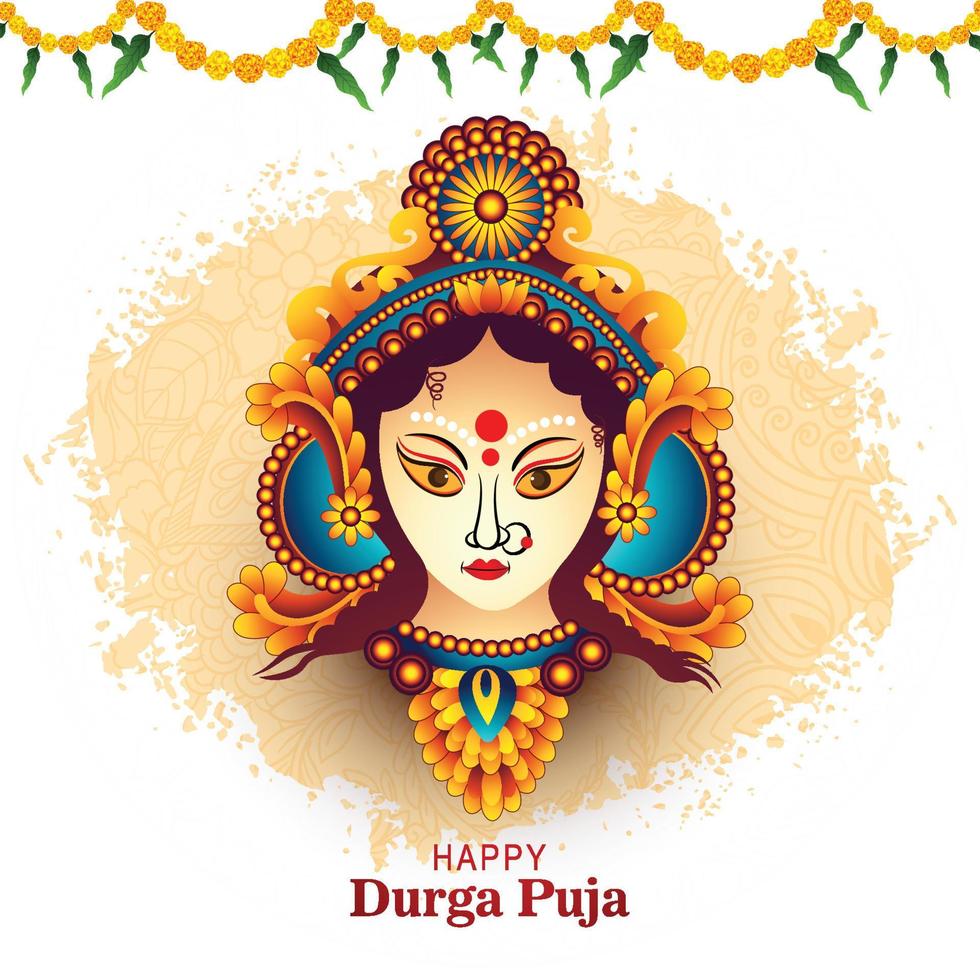 dios indio durga en feliz durga puja subh navratri fondo vector