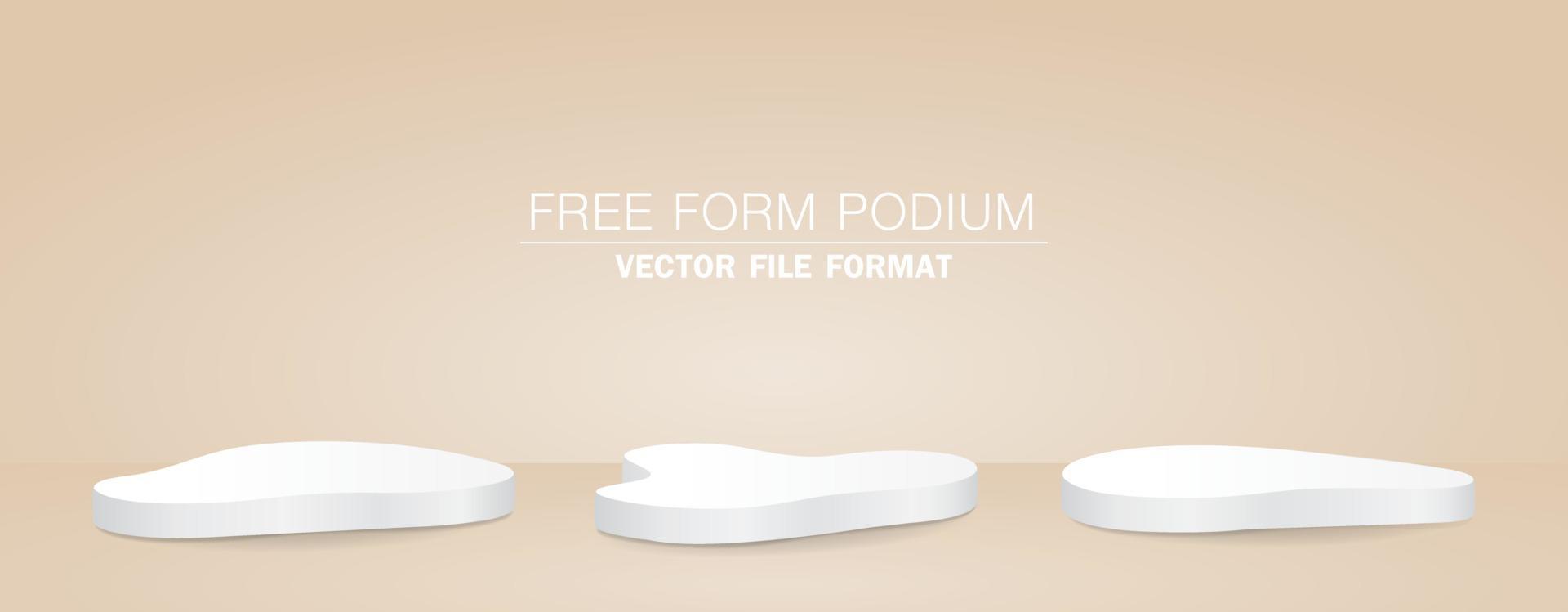 white free form shape podium display set 3d illustration vector on nude color background