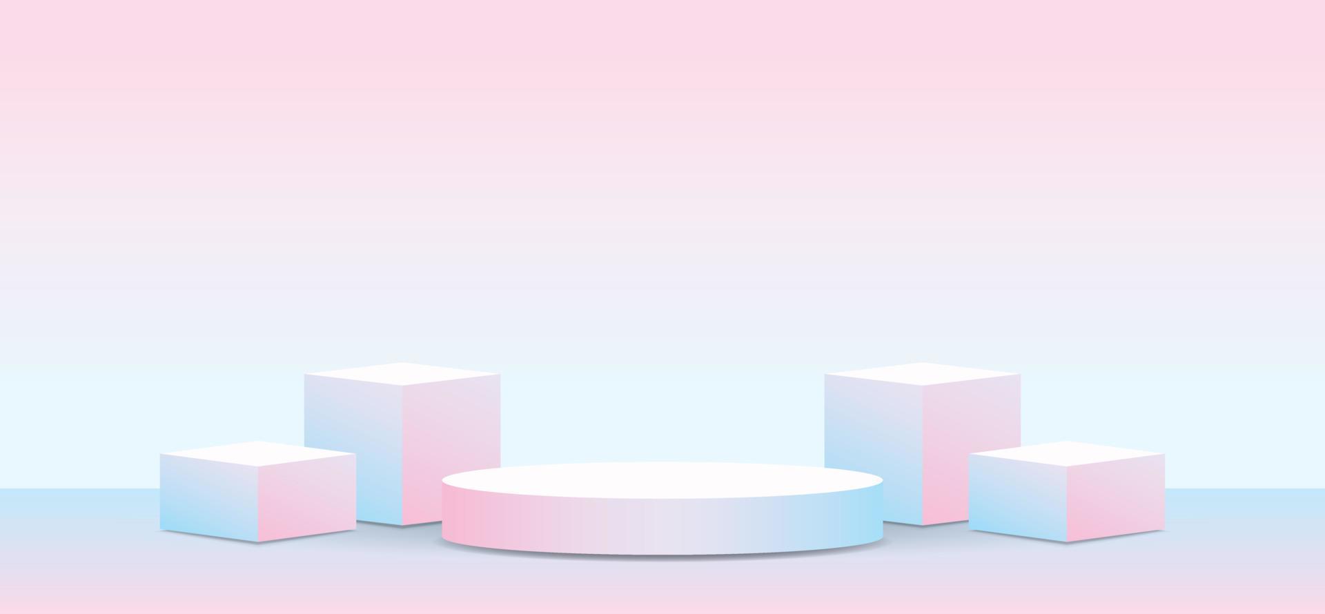 moda en blanco dulce rosa pastel azul degradado color producto mostrar podio etapa 3d ilustración vector para poner objeto