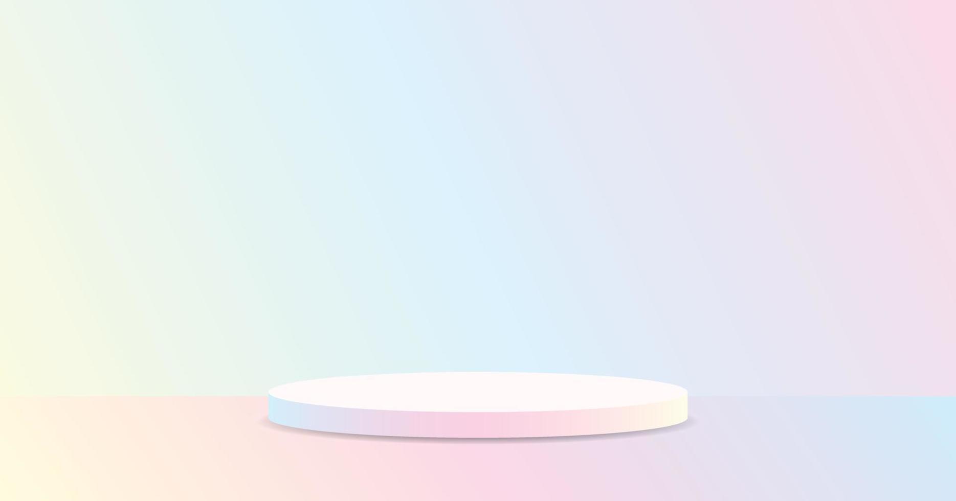 round gradient color product podium display on sweet pastel gradient wall and floor 3d illustration vector for putting your object