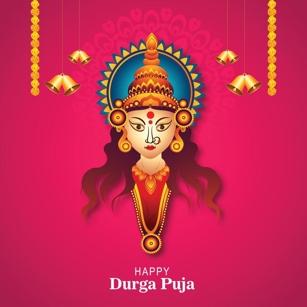 Happy navratri artistic durag face for durga puja indian celebration card background vector