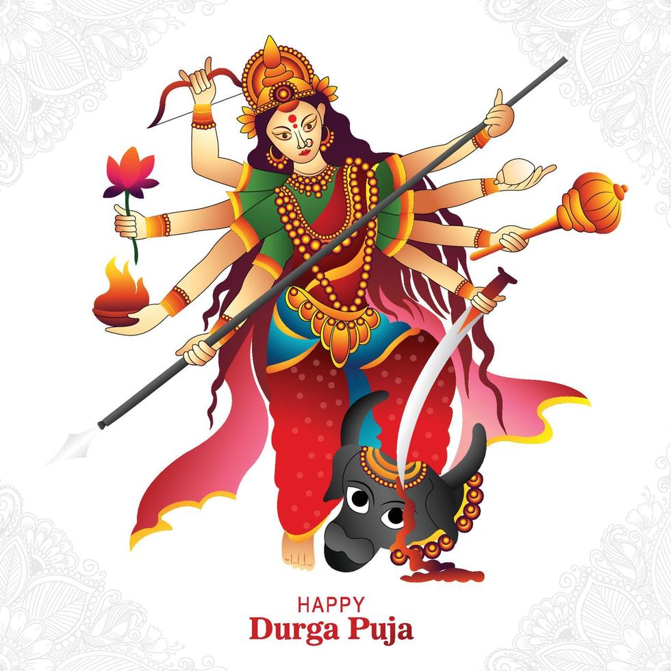fondo de tarjeta de celebración del festival hindú shubh navratri o durga puja vector