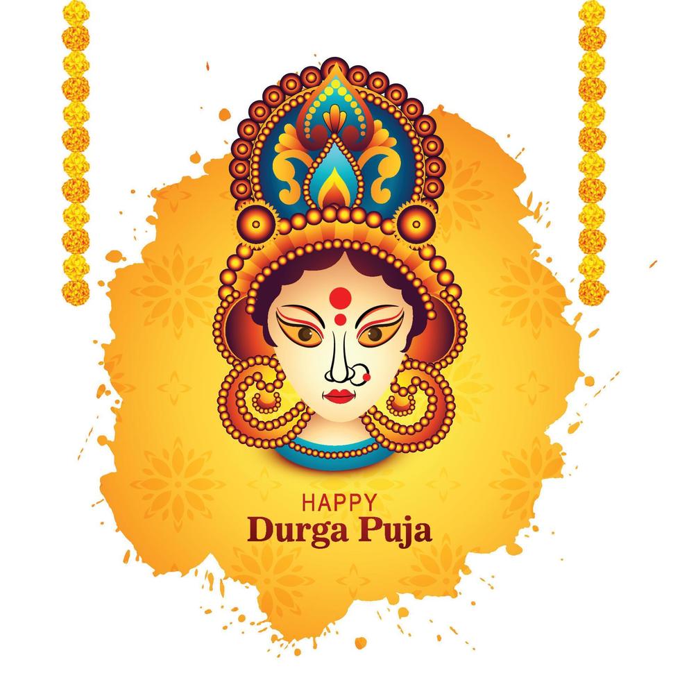 Happy durga pooja indian festival religious holiday card background vector