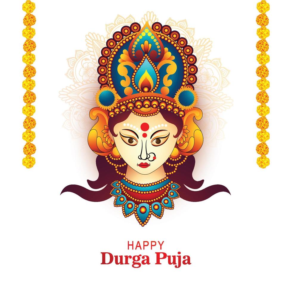 Happy durga puja indian cultural festival card celebration background vector