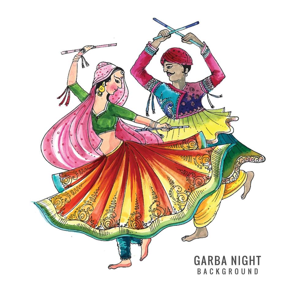 Female colored sketch illustration Dandiya Raas Navaratri Garba Folk dance  garba white hand vertebrate png  PNGWing