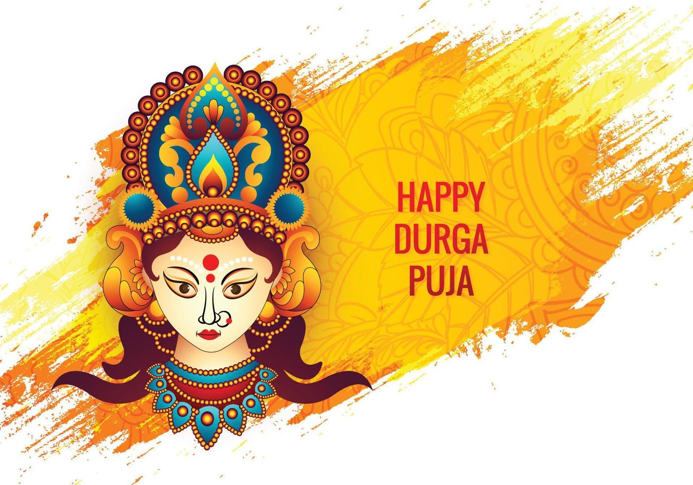 Religious decorative durga puja face holiday card festival background vector