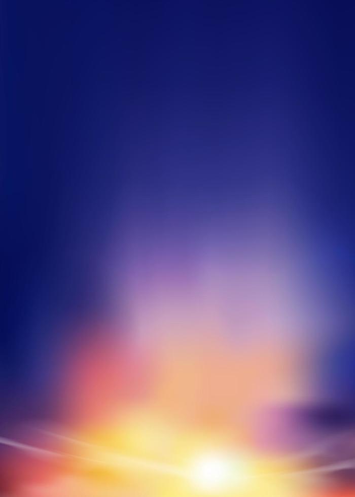 Sunset sky in evening with orange, yellow and purple colour,Vertical Dramatic dusk sky, Twilight landscape with dark blue,Vector illustration horizon banner of sunrise for Autumn, Winter background vector