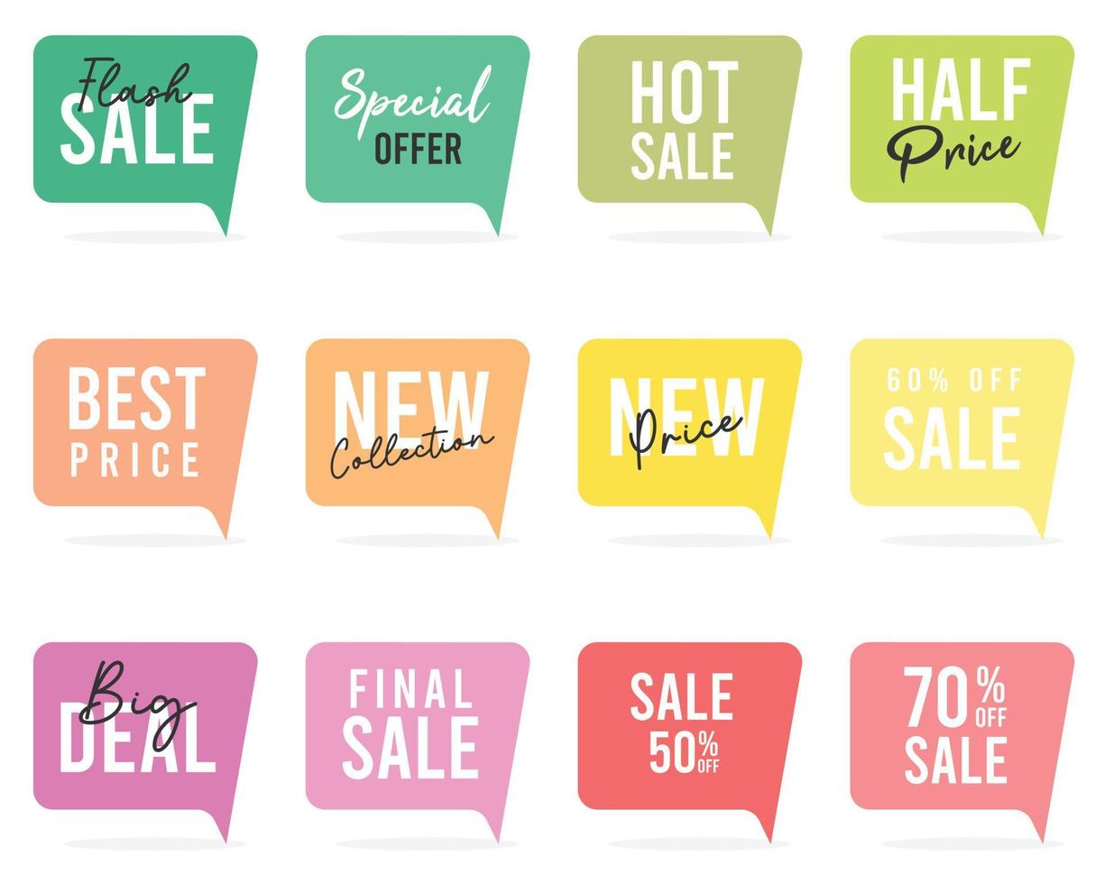 Set of Price tags. Promotional sale badge and retail paper stickers. vector
