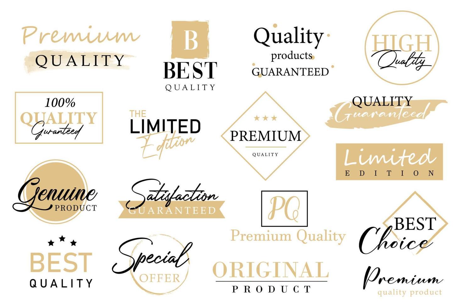Premium Quality sign, logo. Promotional sale badge and retail paper stickers. vector