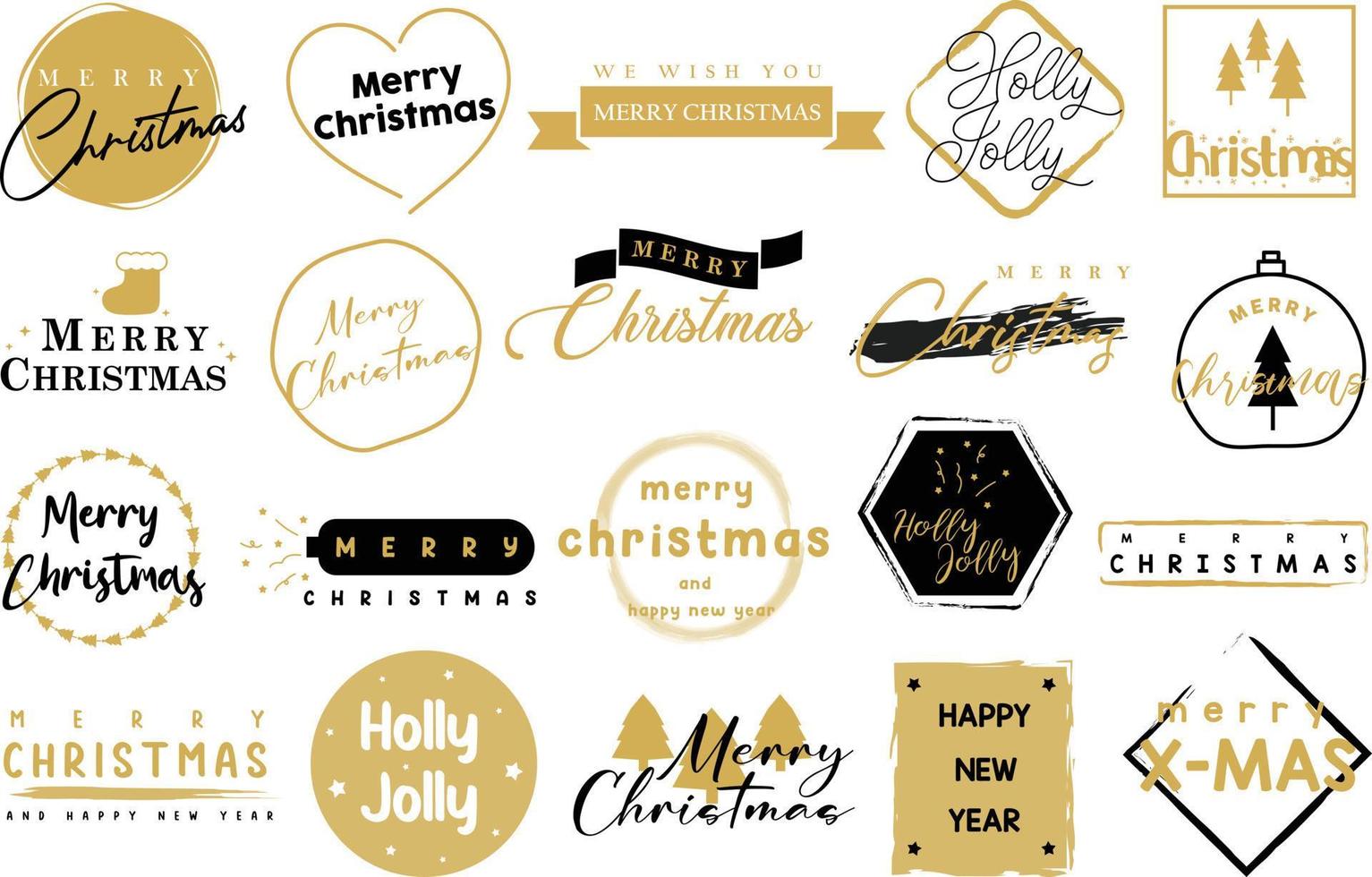 Merry Christmas typography lettering badge, postcard, invitation, greeting card and gift. vector