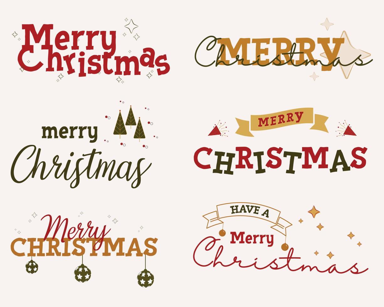 Merry Christmas typography lettering badge, postcard, invitation, greeting card and gift. vector