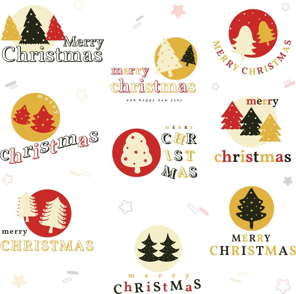 Merry Christmas typography lettering badge, postcard, invitation, greeting card and gift. vector