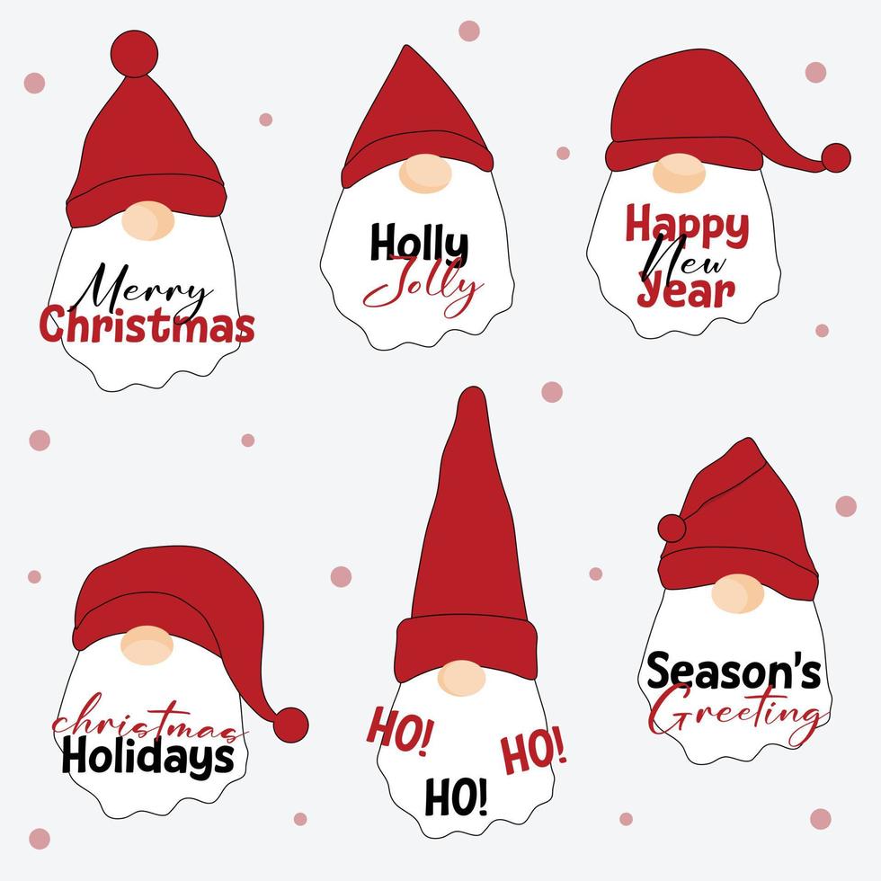 Merry Christmas stickers and sign. vector
