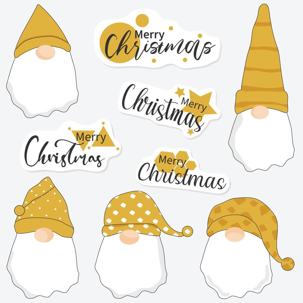 Merry Christmas stickers and sign. vector
