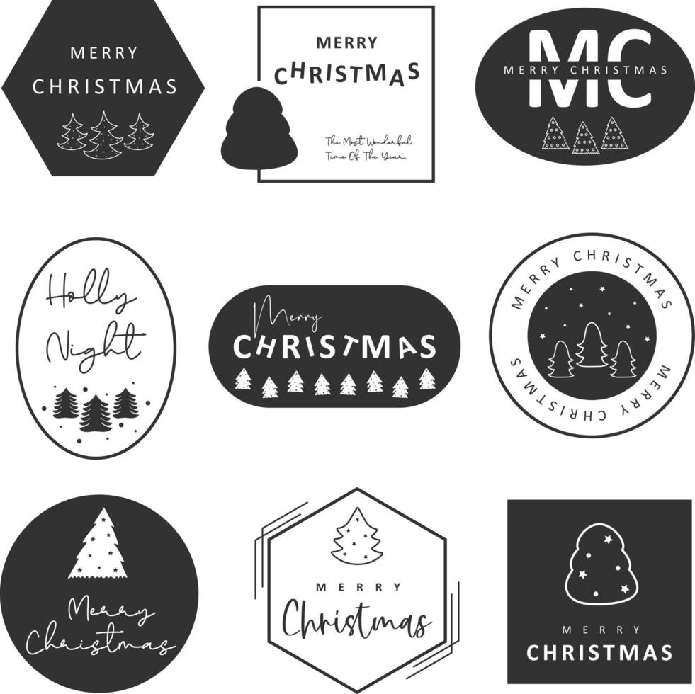 Merry Christmas typography lettering badge, postcard, invitation, greeting card and gift. vector