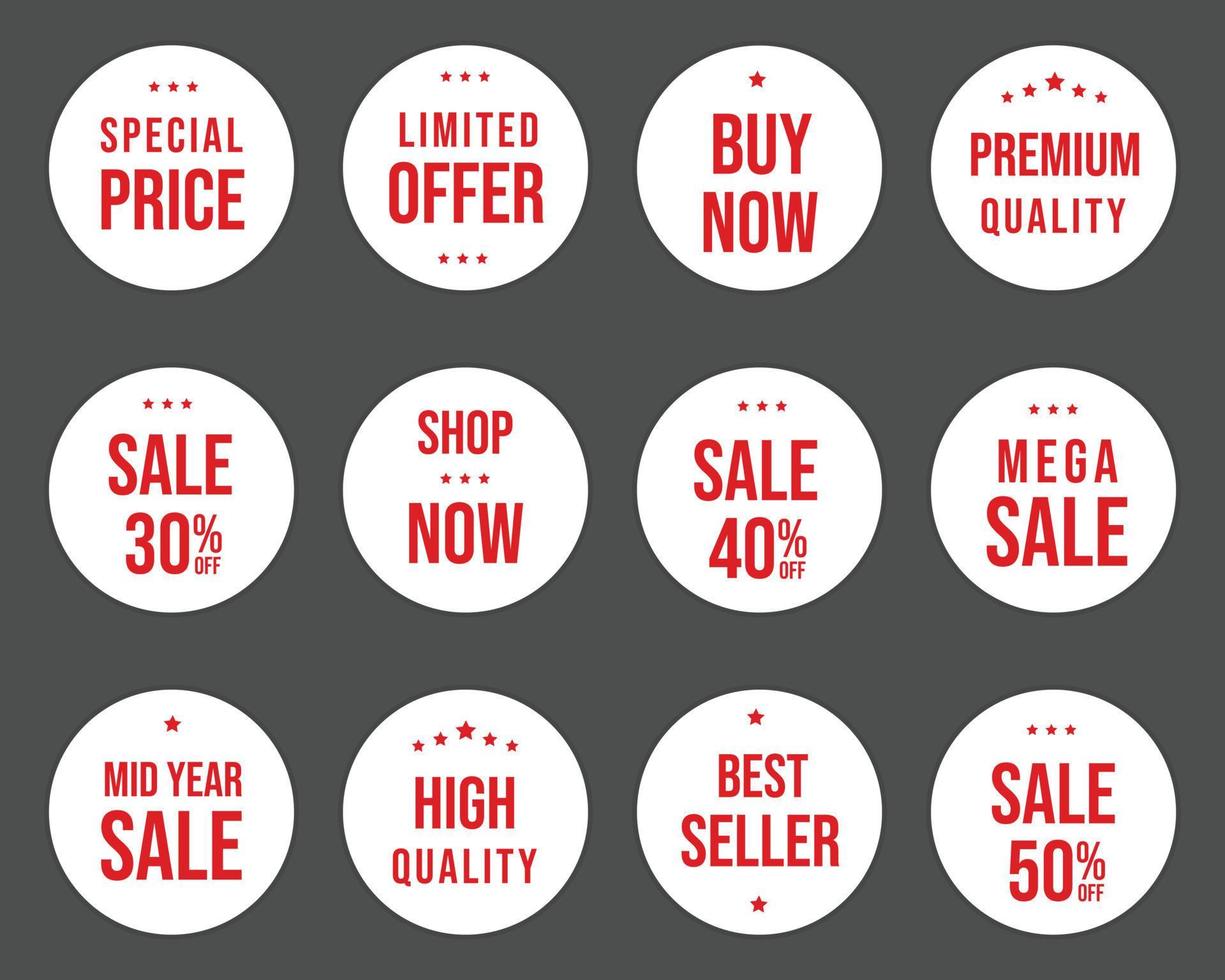 Set of Price tags. Promotional sale badge and retail paper stickers. vector