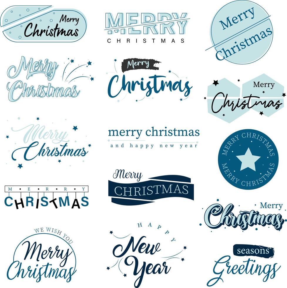 Merry Christmas typography lettering badge, postcard, invitation, greeting card and gift. vector