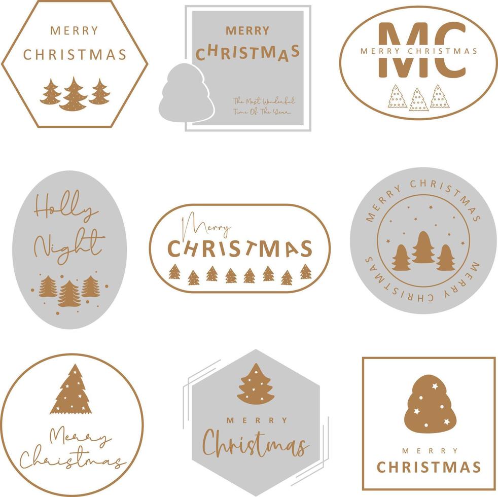 Merry Christmas typography lettering badge, postcard, invitation, greeting card and gift. vector