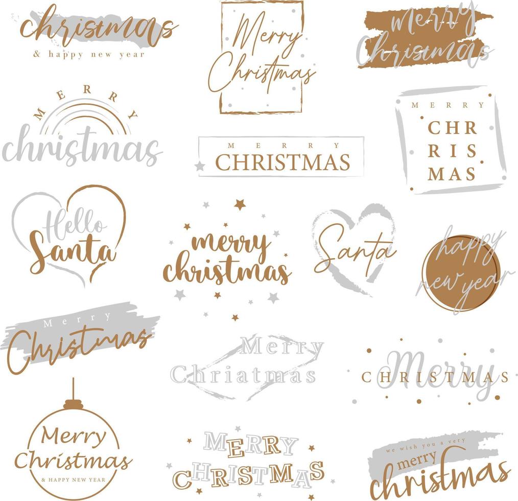 insignia de letras de tipografía de feliz navidad, postal, invitación, tarjeta de felicitación y regalo. vector