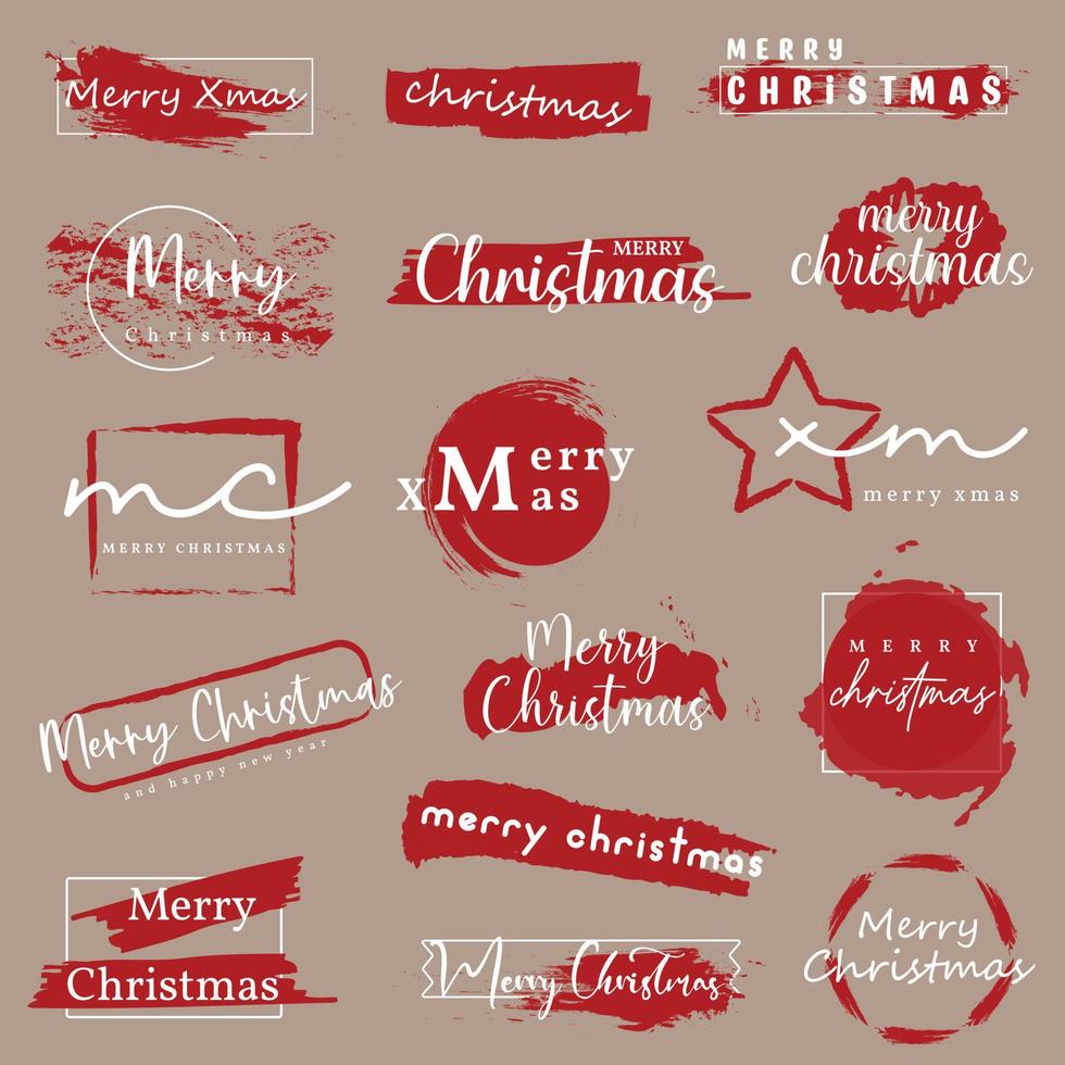 insignia de letras de tipografía de feliz navidad, postal, invitación, tarjeta de felicitación y regalo. vector