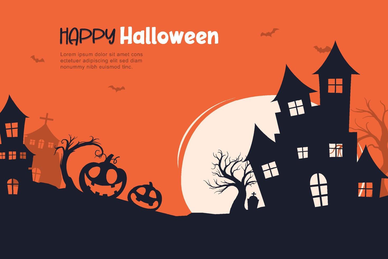 Halloween party invitations or greeting cards background. Halloween  illustration template for banner, poster, flyer, sale, and all design. vector
