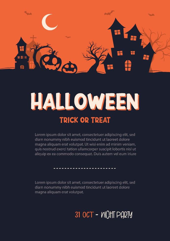 Halloween party invitations or greeting cards background. Halloween  illustration template for banner, poster, flyer, sale, and all design. vector