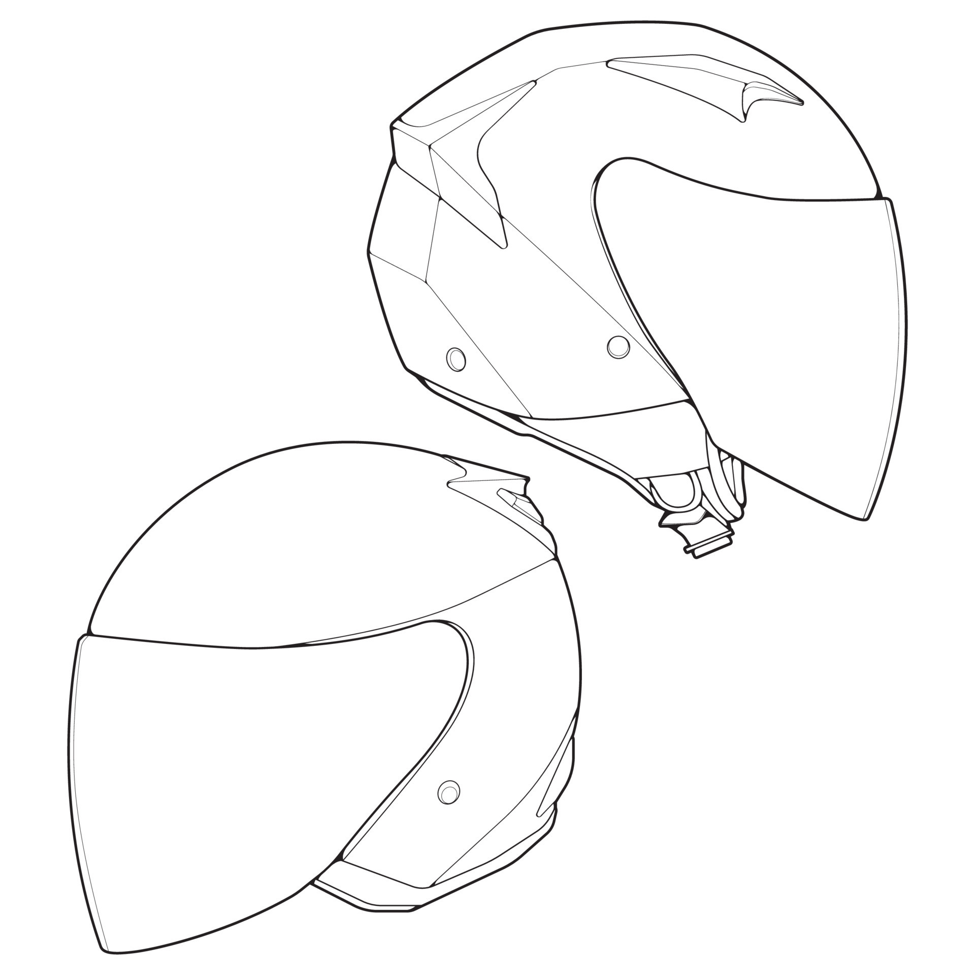 Set of Template Helmet half face, Line Art helmet Vector Illustration