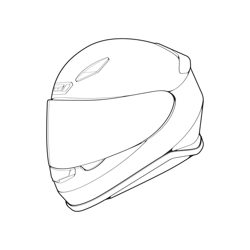 casco de bloque de color ilustración vectorial de media cara, concepto de casco, vector de arte lineal, arte vectorial