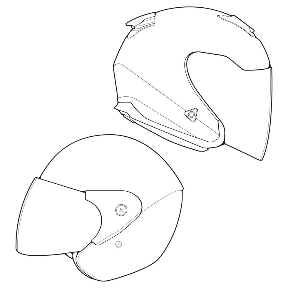 Set of Template Helmet half face, Line Art helmet Vector Illustration, Line art vector, Helmet Vector