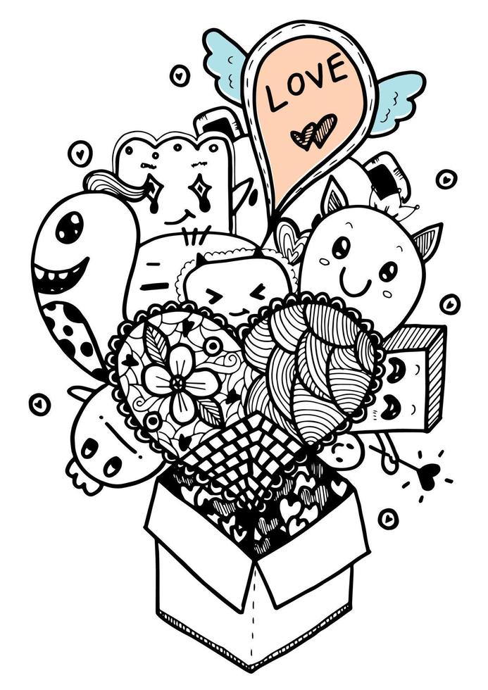 Cartoon doodle characters design vector