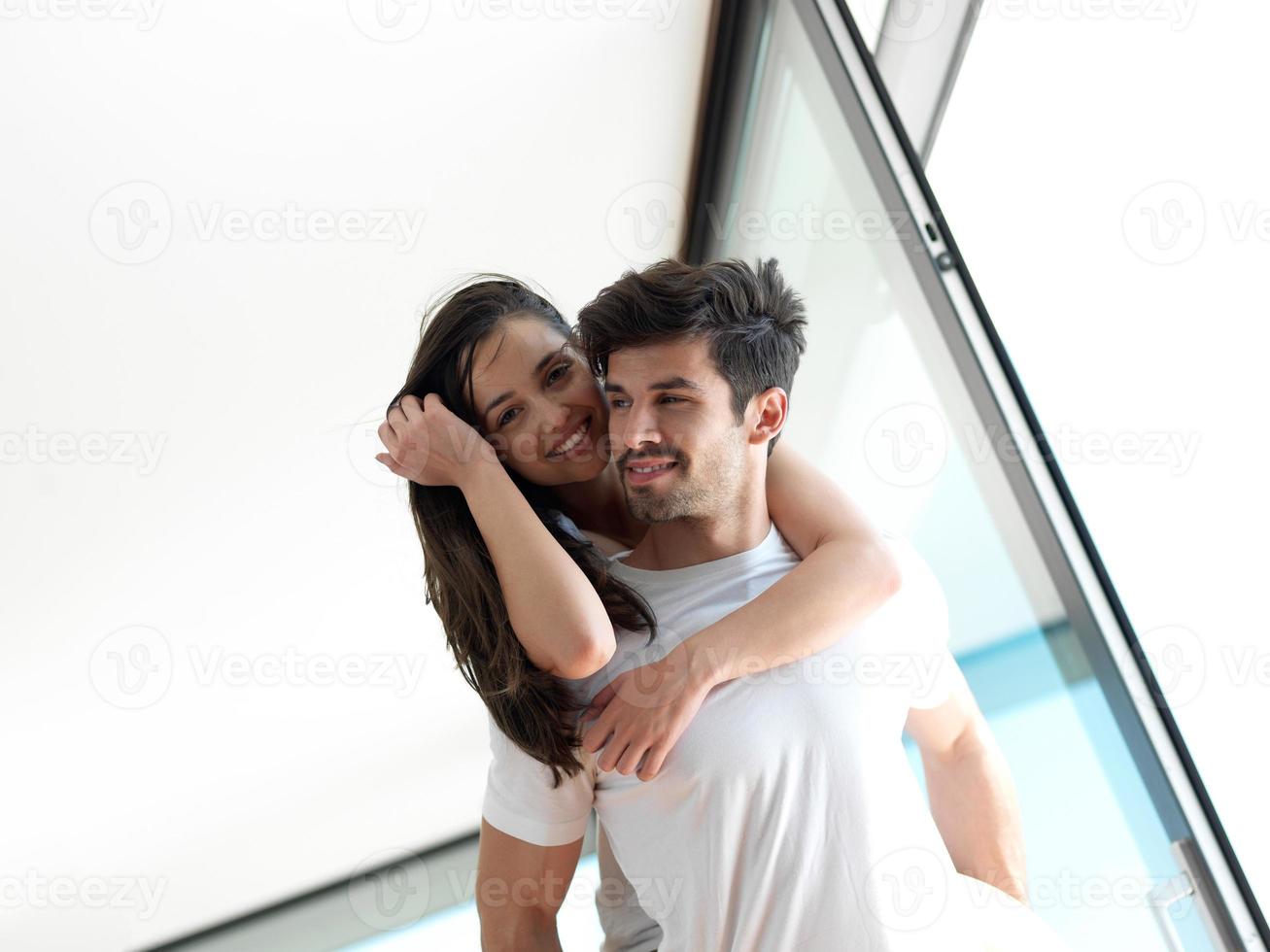 relaxed young couple at home photo