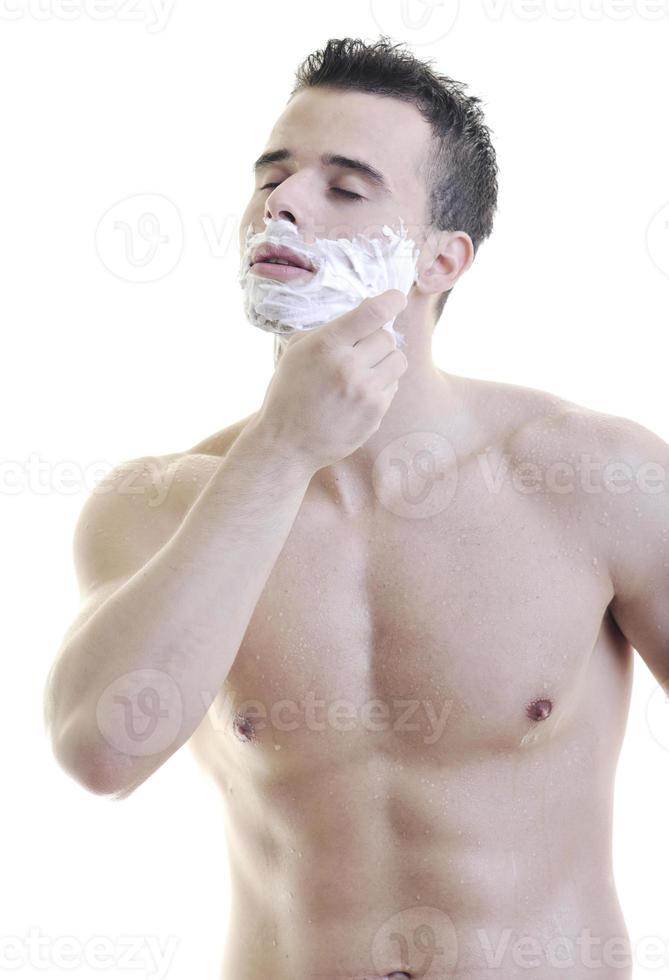 man shave view photo