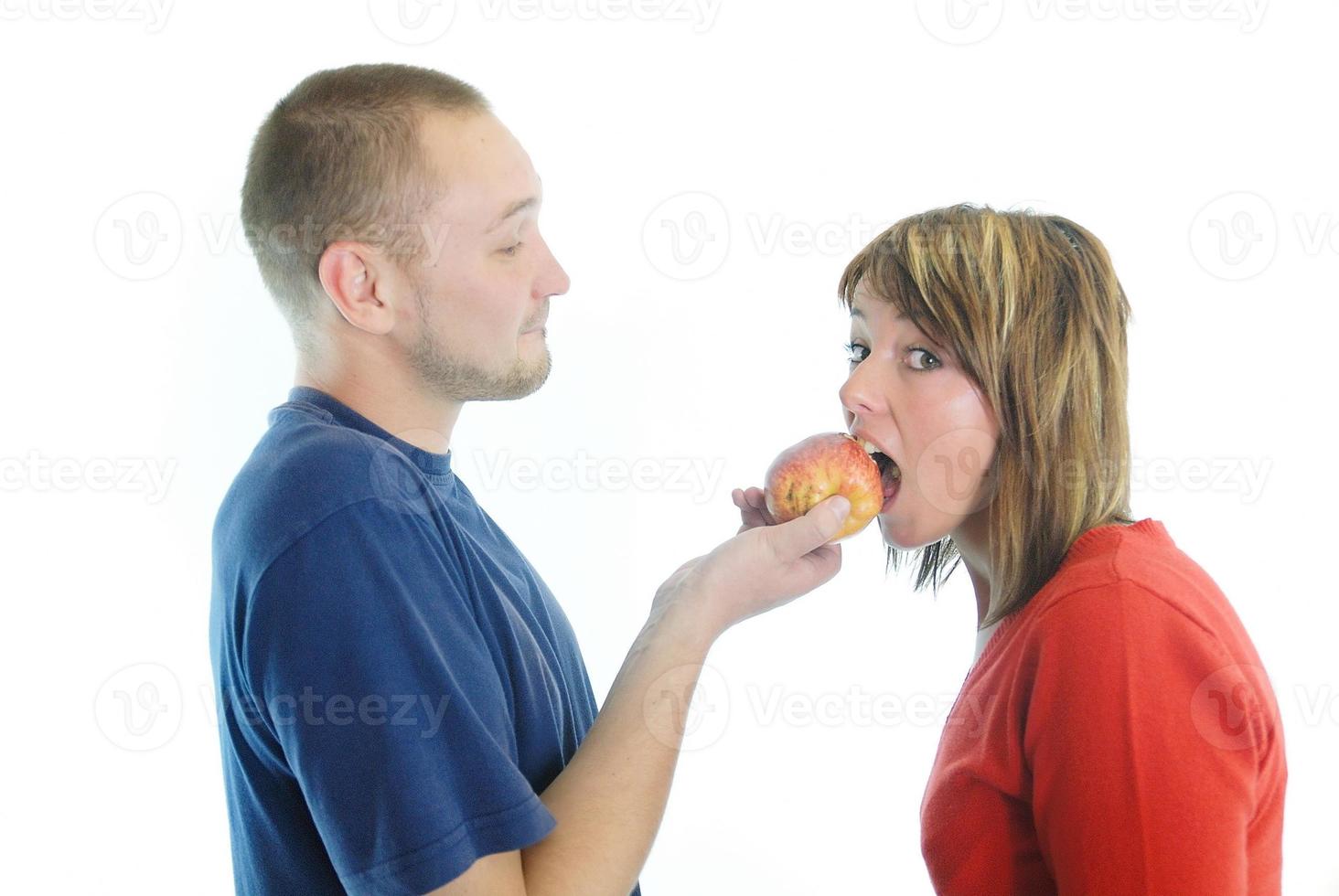 healthy couple with apple photo