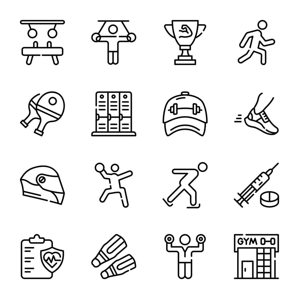 Trendy Workout and Sports Linear Icons vector