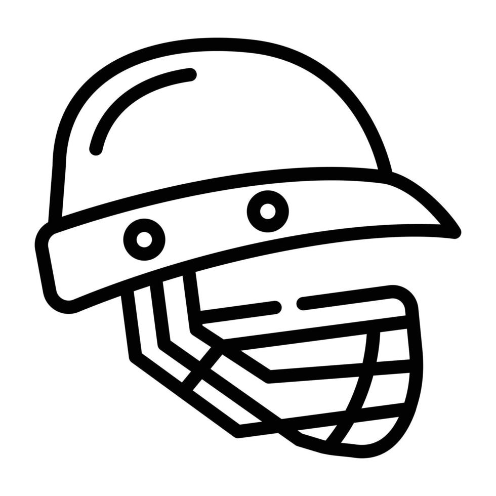 obtén este increíble ícono lineal de casco de cricket vector