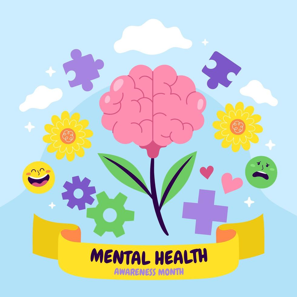 Mental Health Awareness Month Concept vector