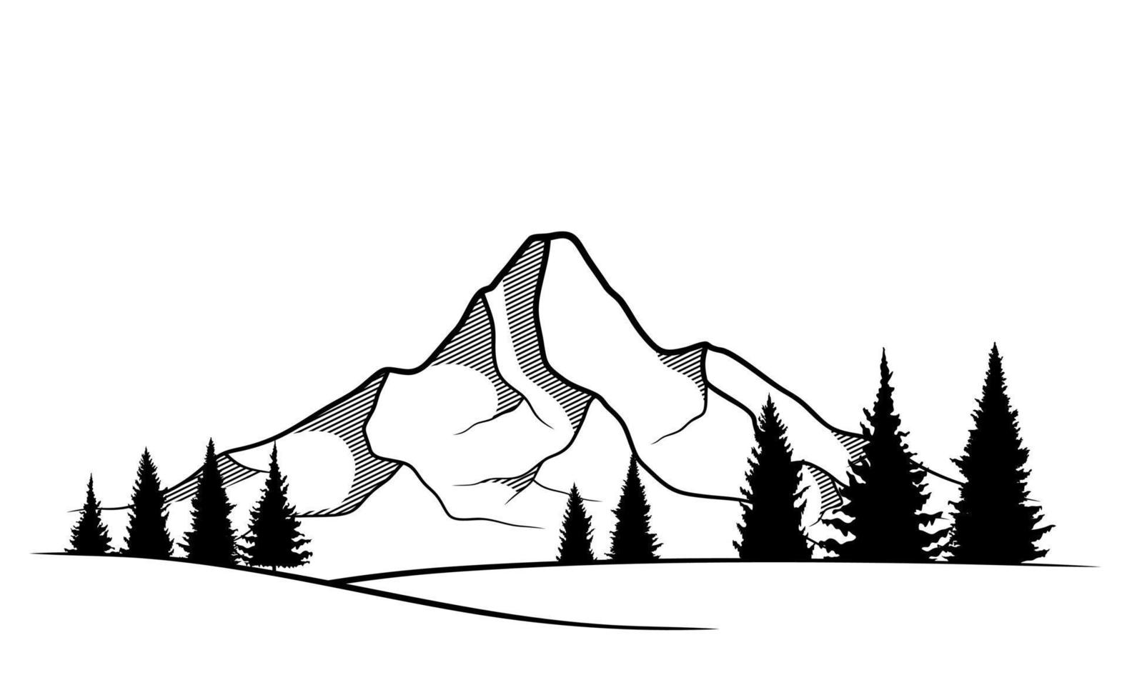 Hand drawn of mountain landscape. vector