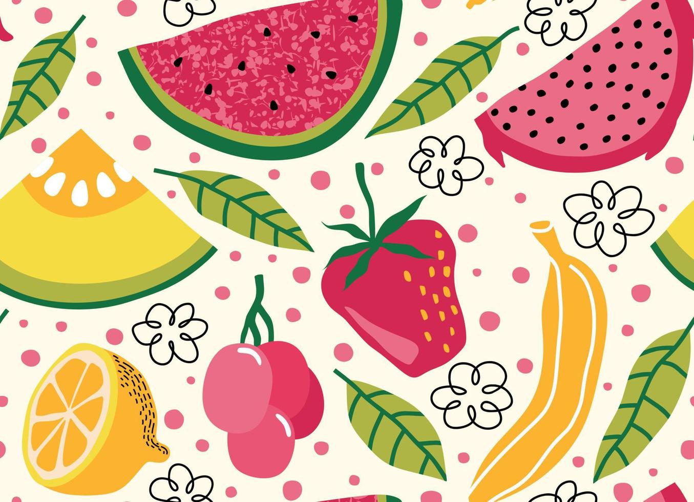 seamless pattern with Cute summer fruit background. vector