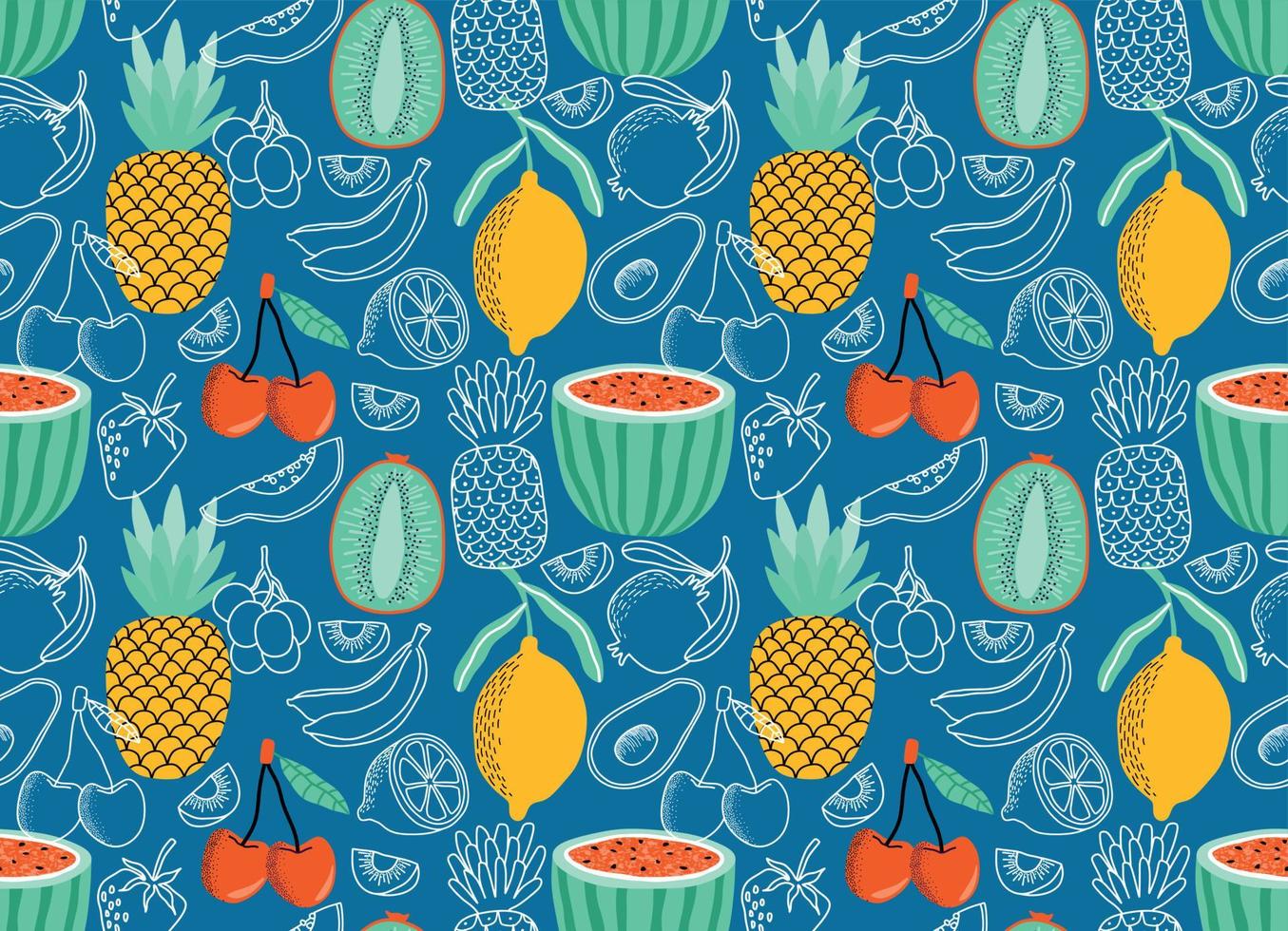 de patrones sin fisuras con lindo fondo de frutas de verano. vector