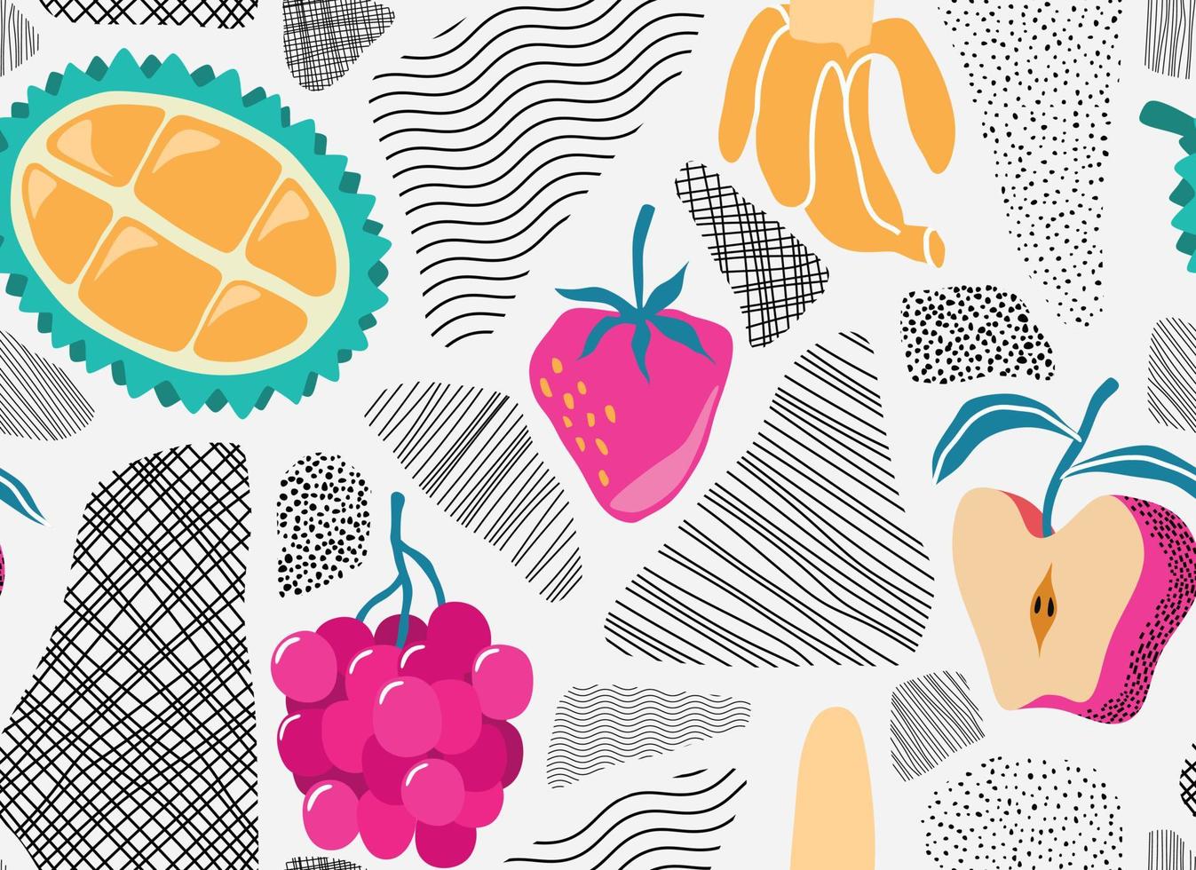 seamless pattern with Cute summer fruit background. vector