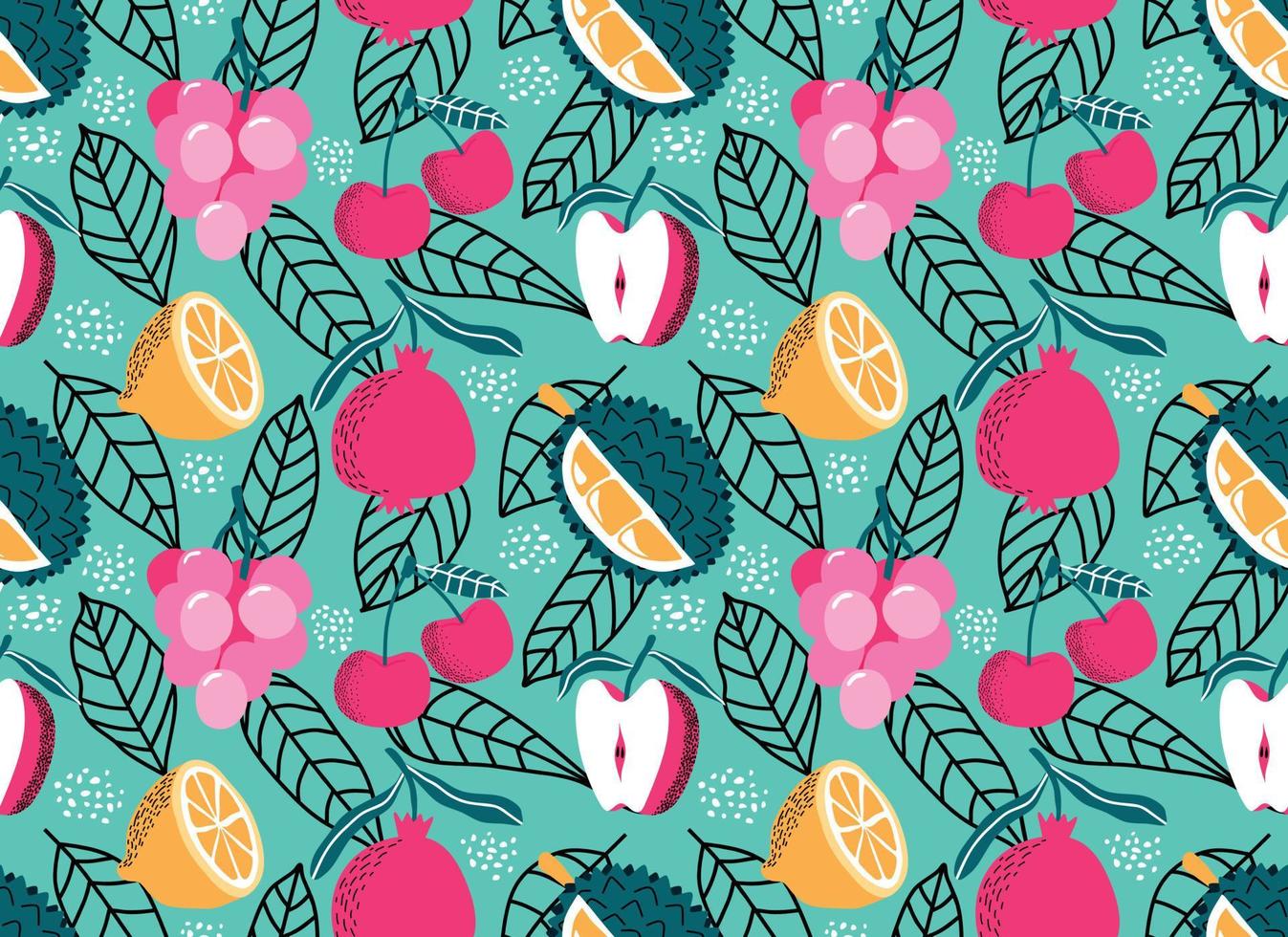 seamless pattern with Cute summer fruit background. vector