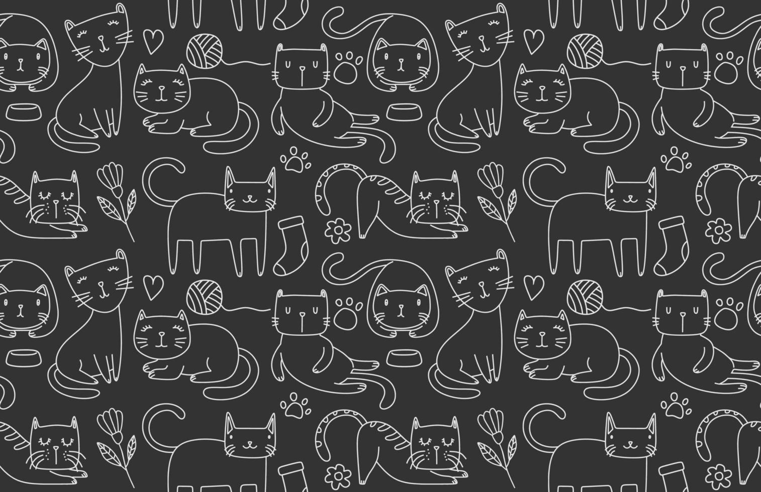 Seamless pattern with Cute cat. vector