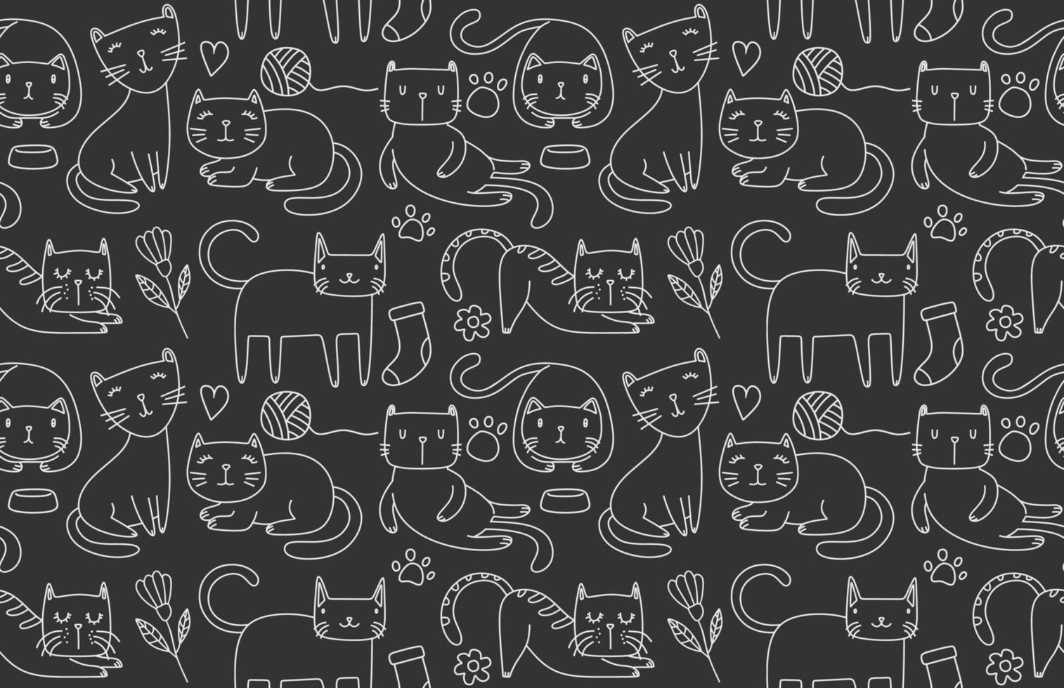 Seamless pattern with Cute cat. vector